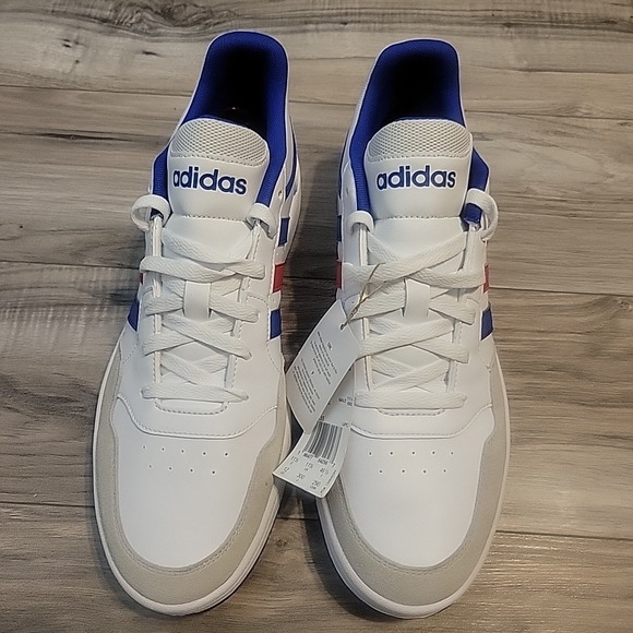 Adidas VL Court 3.0 Shoes Mens 12 White Blue Red Stripe Skatebording Sneaker NEW - Picture 1 of 11